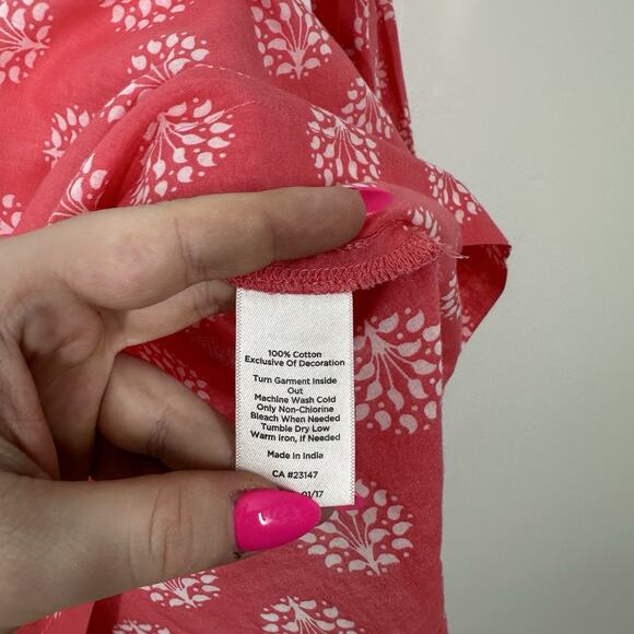 Talbots Womens SP Pink 3/4 Sleeve Cotton Printed Lightweight Semi Sheer Blouse - Picture 4 of 5